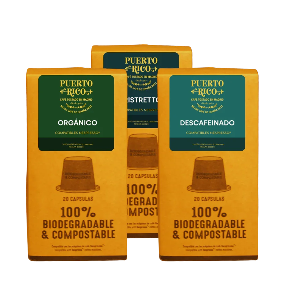 Pack Cápsulas compatibles Nespresso® | Descafeinado, Ristretto, Orgánico - Tienda Online Cafés Puerto Rico